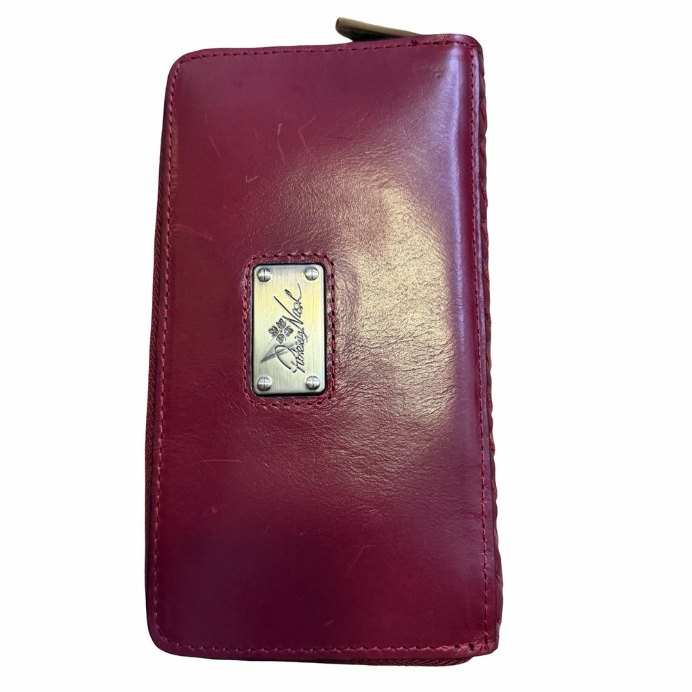 Patricia Nash woven leather zip-around clutch wallet. Berry Color. NWOT - Picture 6 of 7